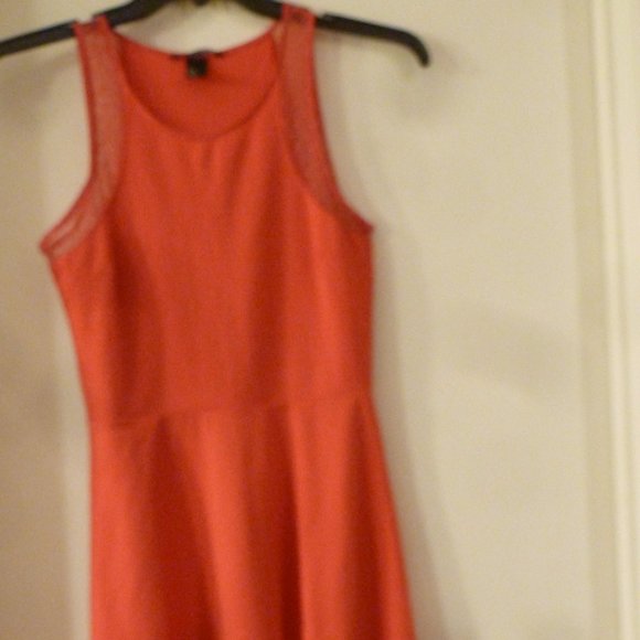 H&M Sleeveless Red Skater Dress w mesh finish Sz S - Picture 1 of 8